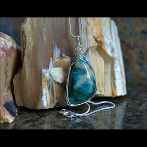 OOAK Chryscolla pendant necklace wire wrapped